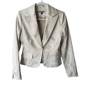Bryan’s Elegant Cream Floral Blazer Size S Wedding Guest Business Casual Elegant